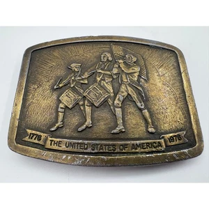 Vintage 1975 Bicentennial USA Brass Belt Buckle by R. Romano - Picture 1 of 5