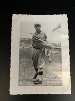 George Cutshaw signed vintage original 2'x3" photo Brooklyn Dodgers Nationals - Image 1 of 2