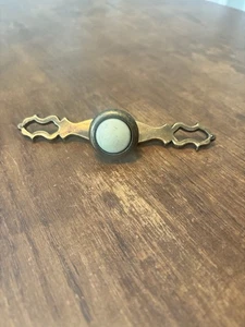 Vintage Cabinet Door / Drawer Pull Brass With Ivory Circle - Picture 1 of 3