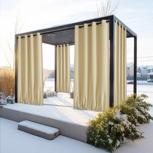 Canvas Outdoor Curtains for Gazobo 2 Panels, Buff, W52 x L84 per Panel - Wate... - Picture 1 of 8