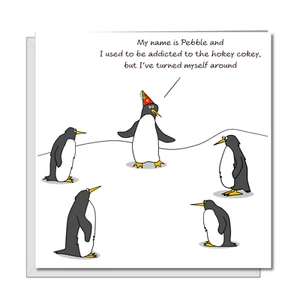 Funny Birthday Card Penguin Animal Humour Friend Quirky Cute Cheeky Joke Swizzoo - Picture 1 of 7