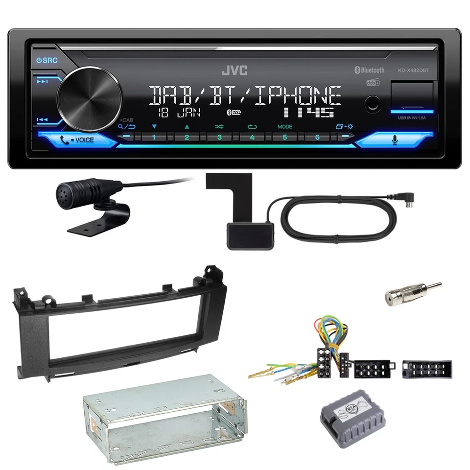 JVC KD-X482DBT Bluetooth DAB Einbauset für Mercedes A B Klasse W245 W169 - Bild 1 von 1