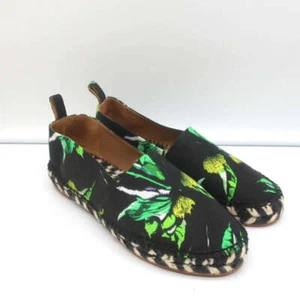 Proenza Schouler Espadrilles Black Floral Print Canvas Size 6 Slip-On Flats - Picture 1 of 9
