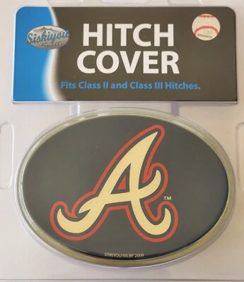Atlanta Braves Metal Oval Hitch Cover MLB Licensed Baseball - Image 1 of 3