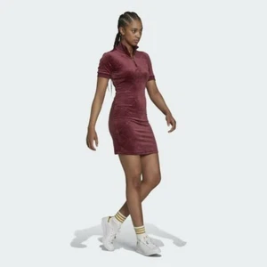 adidas Originals Plush Velvet Trefoil Short Sleeve Monogram Dress Size: Small - Picture 1 of 6