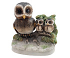 Vintage 4" Homco Ceramic Owl Mama & Owlette Babies Figurine #1298