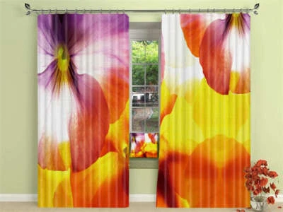 Purple Orange Thin Petal3D Curtain Blockout Photo Printing Curtains Drape Fabric - image 1 of 4