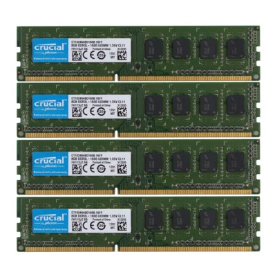 Crucial 4pcs 8GB PC3L 12800U 2RX8 DDR3 1600MHz  Memory RAM DIMM Desktop Kits &*) - Bild 1 von 4