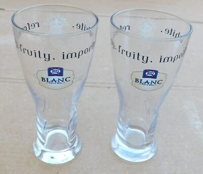 Pair of Kronenbourg 1664 Blanc White Beer Half Pint Glasses with Gov. Stamp. - Image 1 of 4