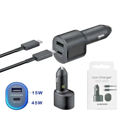 Samsung 45W Super Fast Charging Car Charger Dual Port Adapter PD Cable S25 S23 - Image 1 of 4