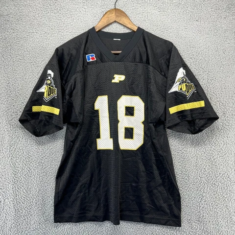 Vintage Russell Purdue University Boilermakers Jersey Adult Small Black White Cover