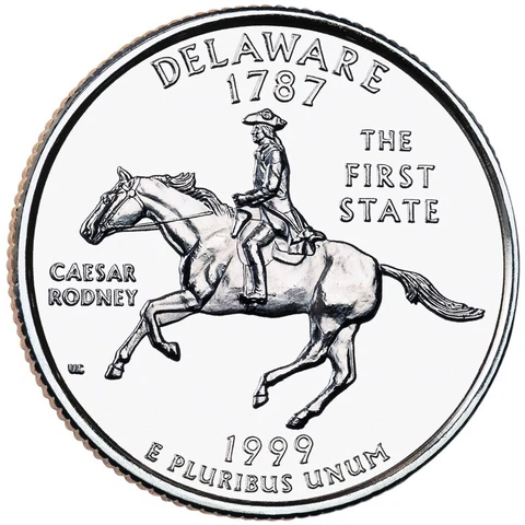 1999 Delaware P Quarter.  Uncirculated From US Mint roll Cover