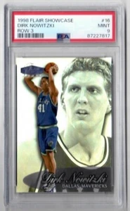 1998-99 Flair Showcase Row 3 Dirk Nowitzki Rookie Card PSA 9 Mint Mavericks - Picture 1 of 2