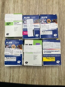 ALPS YELLOW/MAGENTA/SILVER/OVERCOAT INK CARTRIDGE - OEM NIB LOTS 6 - Picture 1 of 4