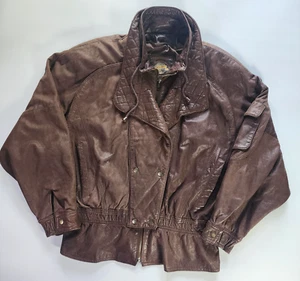 Adventure Bound Jacket Womens Large Bomber Wilson Leather Brown Biker Pilot Vtg - Picture 1 of 17