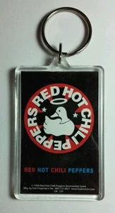 WIE BESEHEN RHCP ROT HEISSE CHILISCHOTENENTE MIT HALO ROT WEISS SCHLÜSSELANHÄNGER - Bild 1 von 1