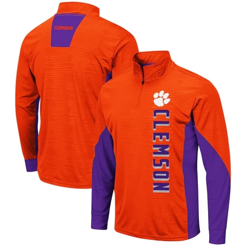 Clemson Tigers Men's Colosseum Bart Windshirt Quarter-Zip Pullover - FREE SHIP! Cover