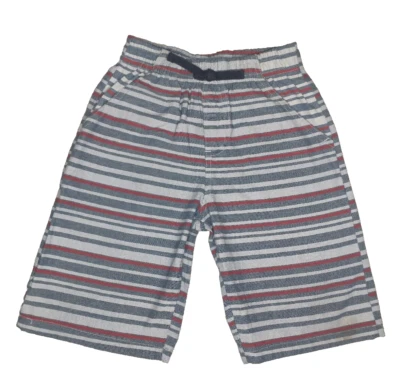 Nannette Boys Blue Red Striped Cotton Blend Shorts Size 6 Elastic Waist Pockets - Image 1 of 4