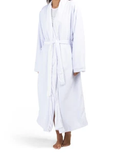 NEW H2 HOME COLLECTION Women White Luxury Spa Robe Microfiber Terry Cotton * S/M - Picture 1 of 3