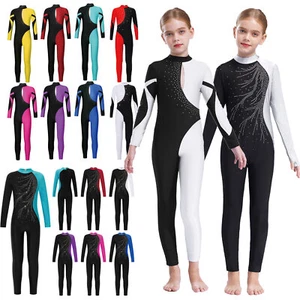 Girls Full Body Gymnastics Leotard Ballerina Dance Unitard Jumpsuit Costume - Picture 1 of 133