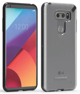 PureGear Black/Clear Slim Shell Case Hard Cover for LG V30/V30 Plus/V30s/V35 - Picture 1 of 3