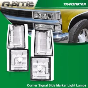 4Pcs Fit For Chevy CK C10 1500 2500 White Clear Corner Signal Side Marker Lamps - Picture 1 of 11