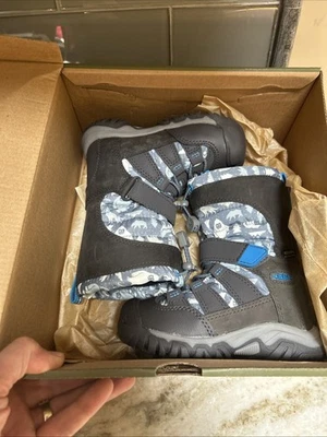 Keen Snow Invierno Neo Bota Impermeable Talla 8 Acero Gris Niños Azul Nueva Caja Nieve Foto 1 de 4