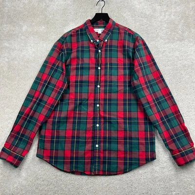Old Navy Shirt Mens Size XLT Red Green Christmas Plaid Long Sleeve Button Up - Image 1 of 4