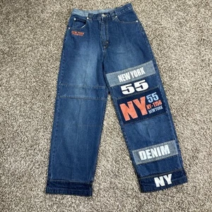 New York 55 Denim Jeans Pants Size 16 30x32 Blue Denim Y2K Hip Hop Skater Baggy - Picture 1 of 10