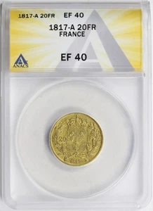 1817-A France Gold 20 Francs ANACS EF40 Louis XVIII - Imagen 1 de 4