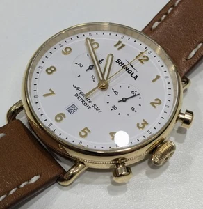shinola canfield chrono 43mm Men's Watch Gold Tone Case - Picture 1 of 5
