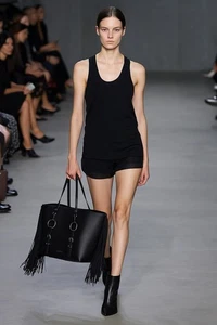 Alexander Wang Black Fringe Leather Tote Bag Large Designer Purse Tote Rare NYC - Picture 1 of 10