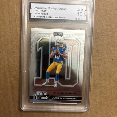 2020 Panini Playoff - Behind the Numbers Justin Herbert PGA 10 GEM #BTN-26 (RC) - Image 1 of 3