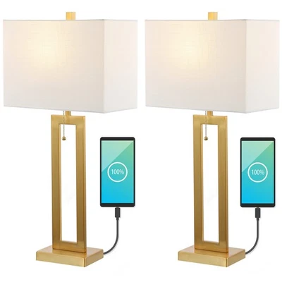 JYL1126A-SET2 Sabrina 28.5" Vintage Industrial Iron LED Table Lamp with Pull-... - Image 1 of 4