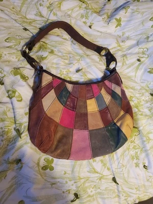 Vintage LUCKY BRAND Hippie Satchel Shoulder Bag Patchwork Leather/Suede - Image 1 of 4