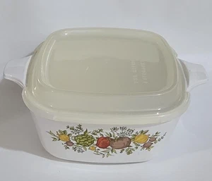 KLEINE CORNINGWARE SCHALE MIT KUNSTSTOFFDECKEL GEMÜSE & KRÄUTER GEWÜRZ DES LEBENS - Bild 1 von 3