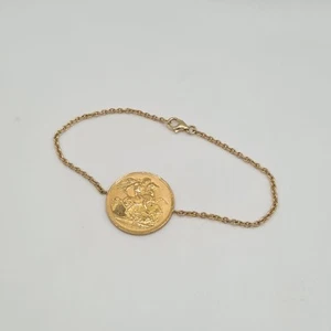 Bracelet médaille or jaune 18 carats - Picture 1 of 5