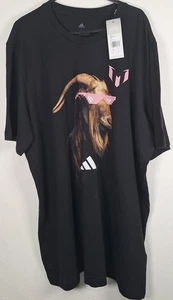 adidas Black Inter Miami CF Messi Goat T-Shirt 100% Cotton, Size L, Mens, New - Picture 1 of 6