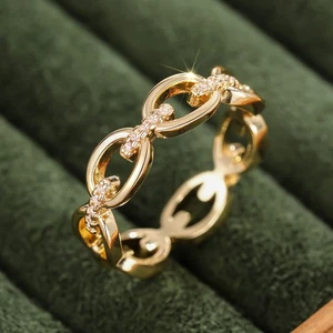 Elegant Cubic Zirconia Wedding Jewelry Women Yellow Gold Plated Rings Size 6-10 - Picture 1 of 8