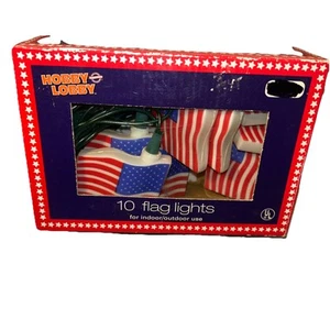 American Flag String Lights, Set of 10 by Hobby Lob Indoor Outdoor Sealed - Picture 1 of 5