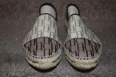 Carolina Herrera Size 39 Made In Spain Espadrille Flats CH Logo Tan & Brown - Image 1 of 4