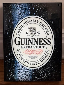 "Letrero de bar de cerveza Guinness extra robusto iluminado St. James's Gate Dublin 18,5 x 13,5""" - Imagen 1 de 3