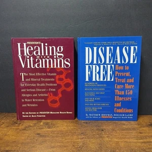 Lot of 2 Healthy Living Books, Healing With Vitamins & Disease Free - Picture 1 of 5