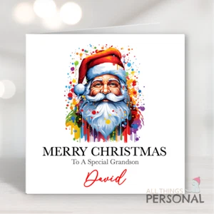 Santa Christmas Card Personalised Any Relation Boys Girls For Him Her Mens Women - Picture 1 of 6