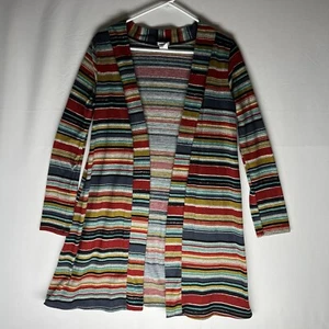 Star Vixen Cardigan Women's M Teal Rust Stripe Long Sleeve Open Front Cardigan - Photo 1/8