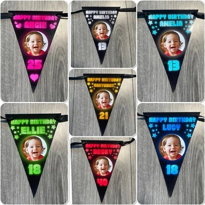 PERSONALISED Photo BIRTHDAY BUNTING BANNER PARTY 18th 21st 30th 40th 50 60