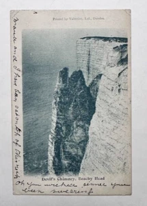 Antigua postal de la costa británica de Devil's Chimney, Beachy Head Cliffs RPPC 1903 - Imagen 1 de 2