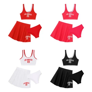 Kids Girls 3 Piece Swimsuit Sleeveless Tops Briefs Set with Beach Cover Skirts - Picture 1 of 32