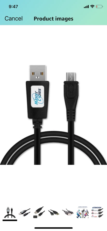 Cable de datos de carga USB de repuesto para BlackBerry Foto 1 de 1
