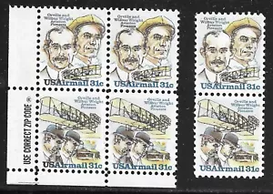 * U.S. #C-91-92 .31c WRIGHT BROS. COLOR SHIFT ZIP BLOCK OF 4 MNH NICE * - Picture 1 of 3